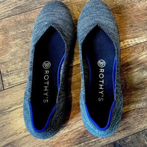 Rothy’s Flats 9 Heathered Gray with pink bottoms